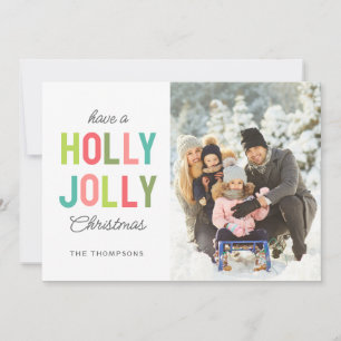 Colorful Holly Jolly  Christmas Foto Feiertagskarte