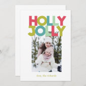 Colorful Holly Jolly Foto Weihnachtskarte Einladung (Vorne/Hinten)