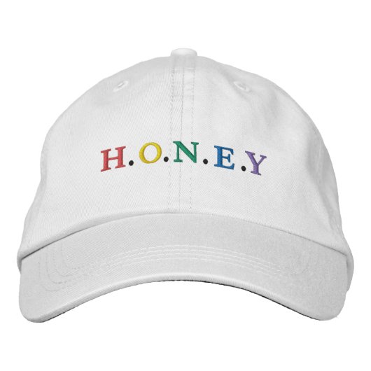 Colorful HONEY Embroidered Baseball Cap Bestickte Baseballkappe (Vorderseite)