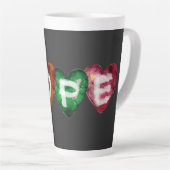 Colorful HOPE Hearts – Inspirational Love Typograp Milchtasse (Rechte Ecke)