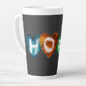 Colorful HOPE Hearts – Inspirational Love Typograp Milchtasse (Linke Ecke)