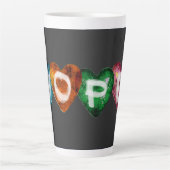 Colorful HOPE Hearts – Inspirational Love Typograp Milchtasse (Vorderseite)