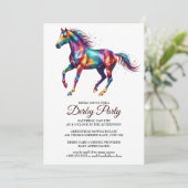 Colorful Horse Derby Party Invitation Einladung (Stehend Vorderseite)