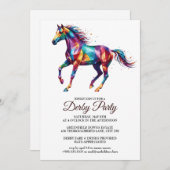 Colorful Horse Derby Party Invitation Einladung (Vorne/Hinten)