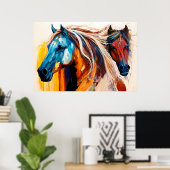 Colorful Horses Vibrant Art Poster (Heimbüro)