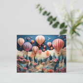colorful hot air balloons paper layer art  postkarte (Stehend Vorderseite)
