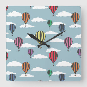 Colorful hot air balloons quadratische wanduhr