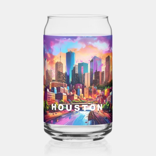Colorful Houston Skyline Dosenglas (Vorderseite)