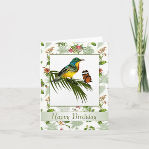Colorful Hummingbird and butterfly Birthday Karte