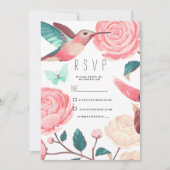 Colorful Hummingbird Floral Spring RSVP Einladung (Vorderseite)
