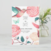 Colorful Hummingbird Floral Spring Save the Date Einladung (Stehend Vorderseite)