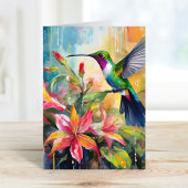 Colorful Hummingbird Modern Art Karte