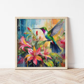Colorful Hummingbird Modern Art Poster