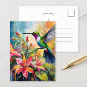 Colorful Hummingbird Modern Art Postkarte