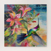 Colorful Hummingbird Modern Art Puzzle (Horizontal)