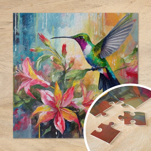 Colorful Hummingbird Modern Art Puzzle