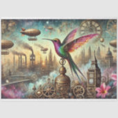Colorful Hummingbird Steampunk Skyscape Decoupage Seidenpapier (Vorderseite)
