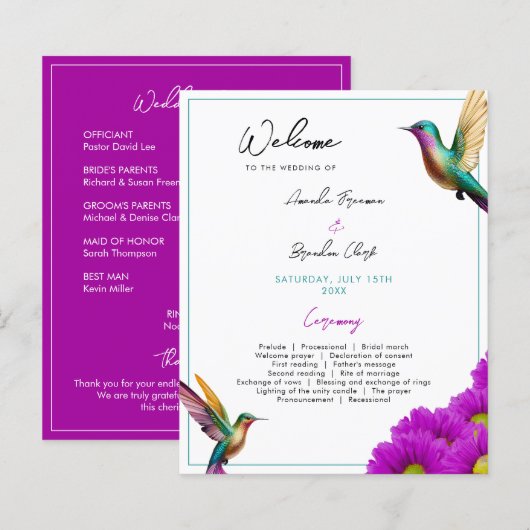 Colorful Hummingbirds Purple Daisies Wedding (Vorne/Hinten)