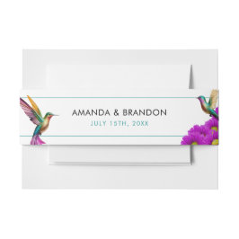 Colorful Hummingbirds Purple Daisies Wedding Einladungsbanderole