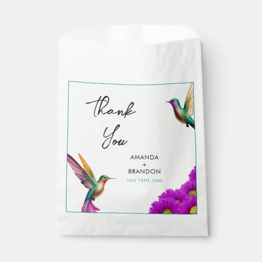 Colorful Hummingbirds Purple Daisies Wedding Geschenktütchen (Vorderseite)