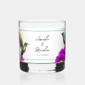 Colorful Hummingbirds Purple Daisies Wedding Whiskyglas (Rückseite)