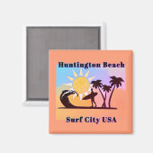 Colorful Huntington Beach CA Surf City USA Magnet (Vorderseite/Rückseite)