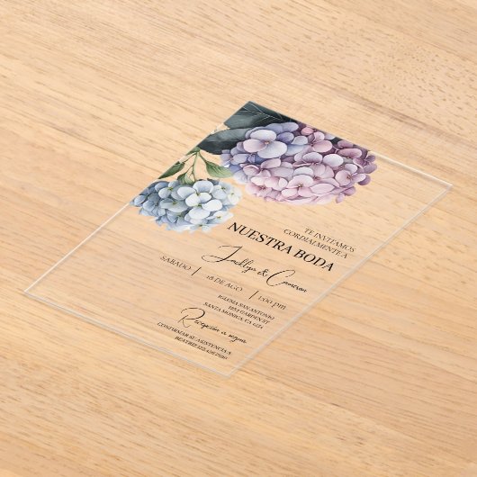 Colorful Hydrangea Spanish Wedding Einladung (Ablage )