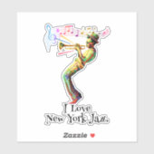 Colorful I Liebe New York Jazz Saxophon Aufkleber (Blatt)