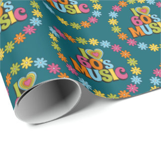 Colorful I Love 60s Music on Dark Teal Geschenkpapier