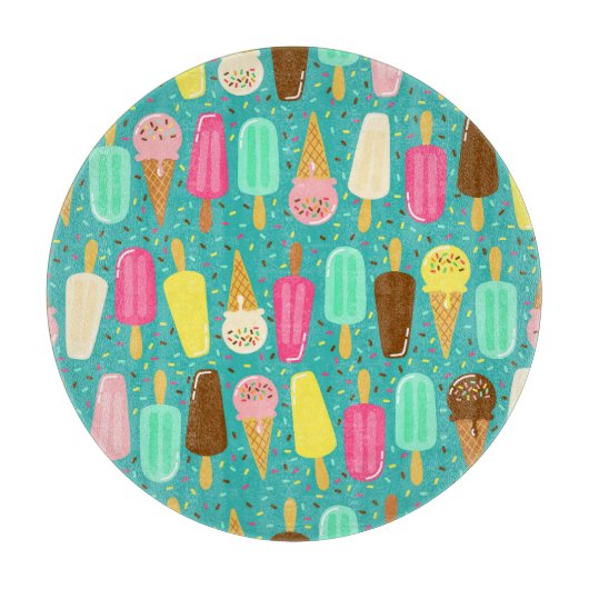 Colorful Ice Cream Pattern Summer  Schneidebrett (Vorderseite)