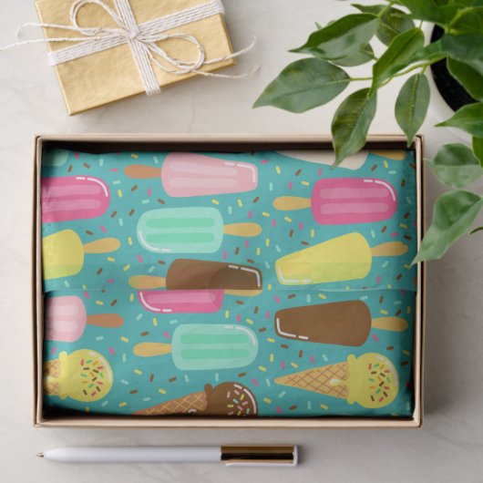 Colorful Ice Cream Pattern Summer  Seidenpapier (Geschenk)