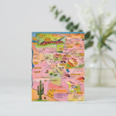 Colorful Illustrated Arizona Map Postcard Postkarte (Stehend Vorderseite)