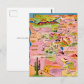 Colorful Illustrated Arizona Map Postcard Postkarte (Vorne/Hinten)