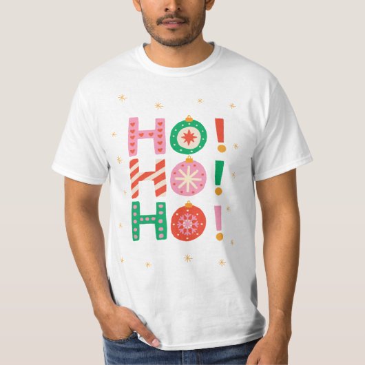 Colorful Illustrated Ho-ho-ho Christmas T-Shirt (Vorderseite)