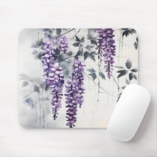 Colorful Ink Painting Wisteria Mousepad (Mit Mouse)