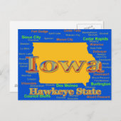 Colorful Iowa Staatsstolz Map Silhouette Postkarte (Vorne/Hinten)