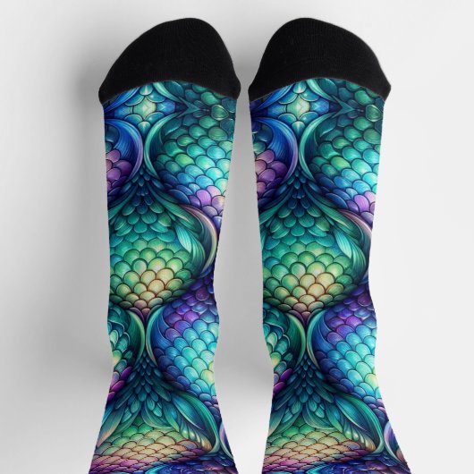 Colorful/iridescent aquatic scales socken (Oben)