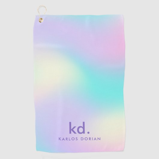 Colorful Iridescent Background Monogram Golfhandtuch (Vorderseite)