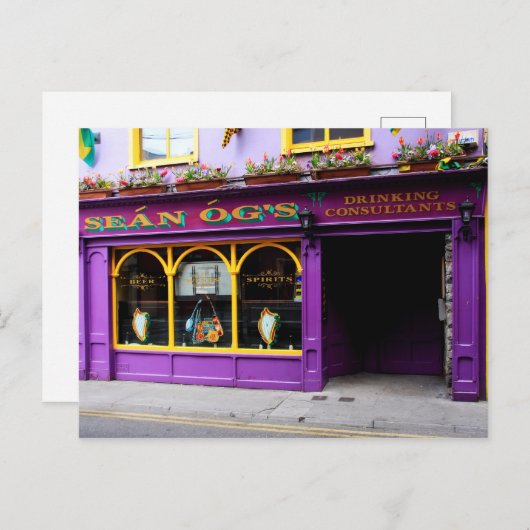 Colorful Irish Pub Postkarte (Vorne/Hinten)