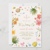 Colorful Island Whimsical Beach Tropical Wedding Einladung (Vorderseite)