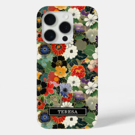 Colorful Japanese Floral Pattern Monogrammed Case-Mate iPhone Hülle