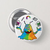 Colorful Jelly Alien Juggling Cute Whimsical Monst Button (Vorne & Hinten)