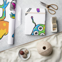Colorful Jelly Alien Juggling, Wrapping Paper