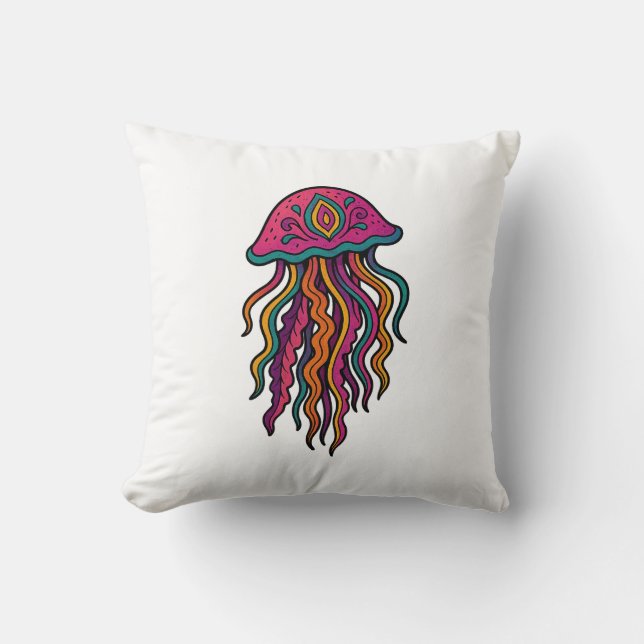 Colorful Jellyfish Throw Pillow Kissen (Vorderseite)