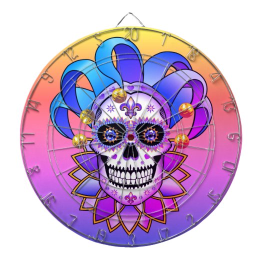 Colorful Jester Skull Dartscheibe (vorne)