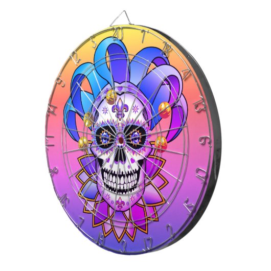 Colorful Jester Skull Dartscheibe (Vorderseite rechts)