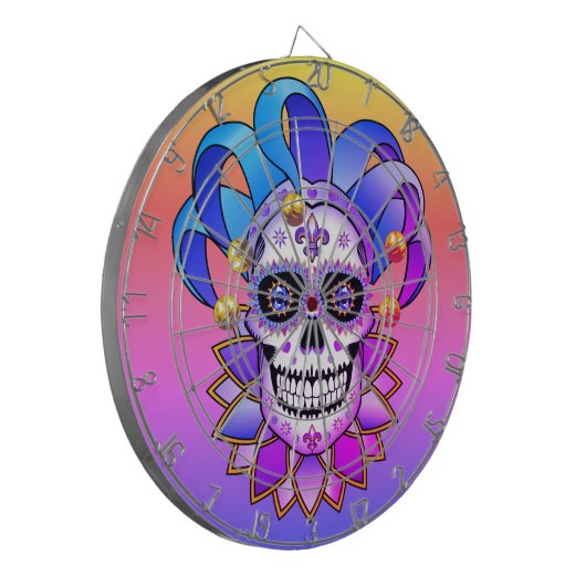 Colorful Jester Skull Dartscheibe (Vorderseite Links)