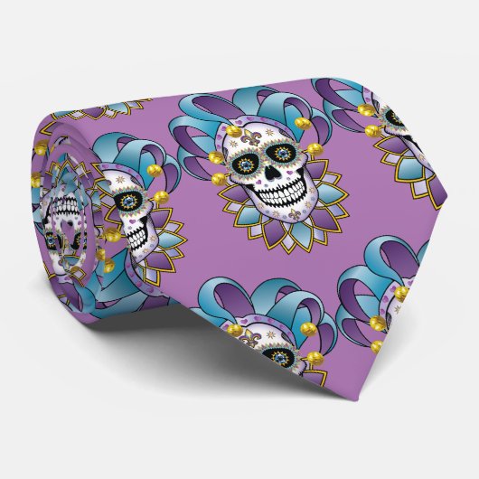 Colorful Jester Skull Krawatte (Gerollt)