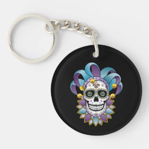 Colorful Jester Skull Schlüsselanhänger
