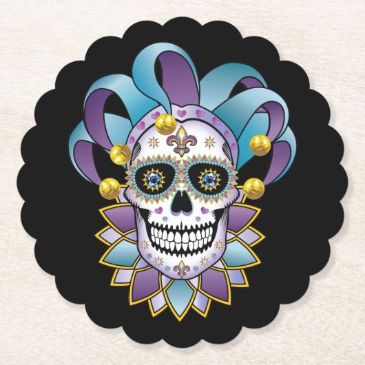 Colorful Jester Skull Untersetzer (Vorderseite)
